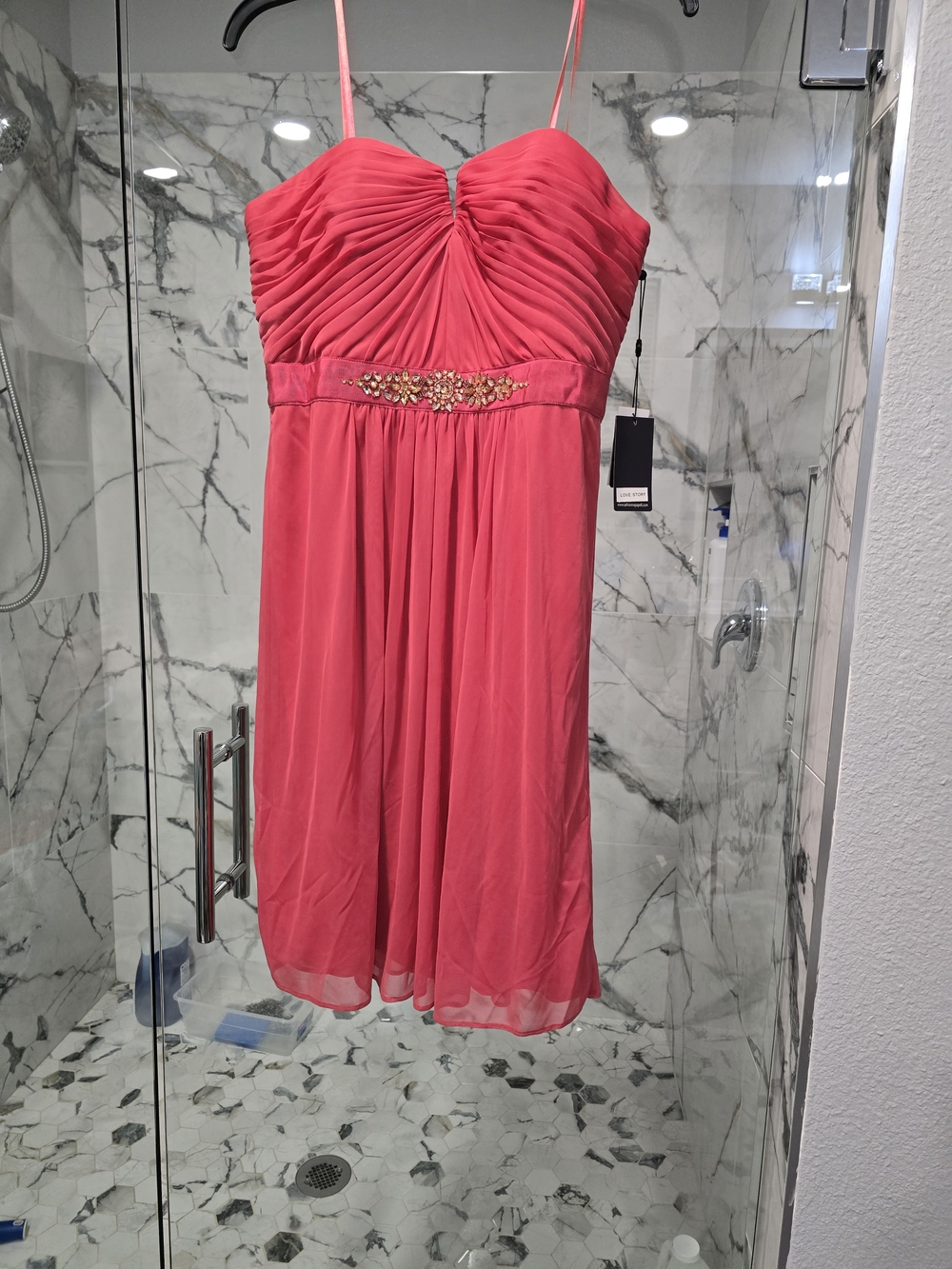 Adrianna Papell Coral-Red Evening Dress